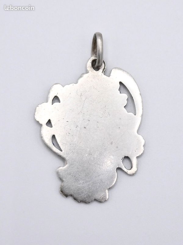 Pendentif Médaille Religieuse Vierge En Argent Massif - Bijou Vintage Porté - Occasion