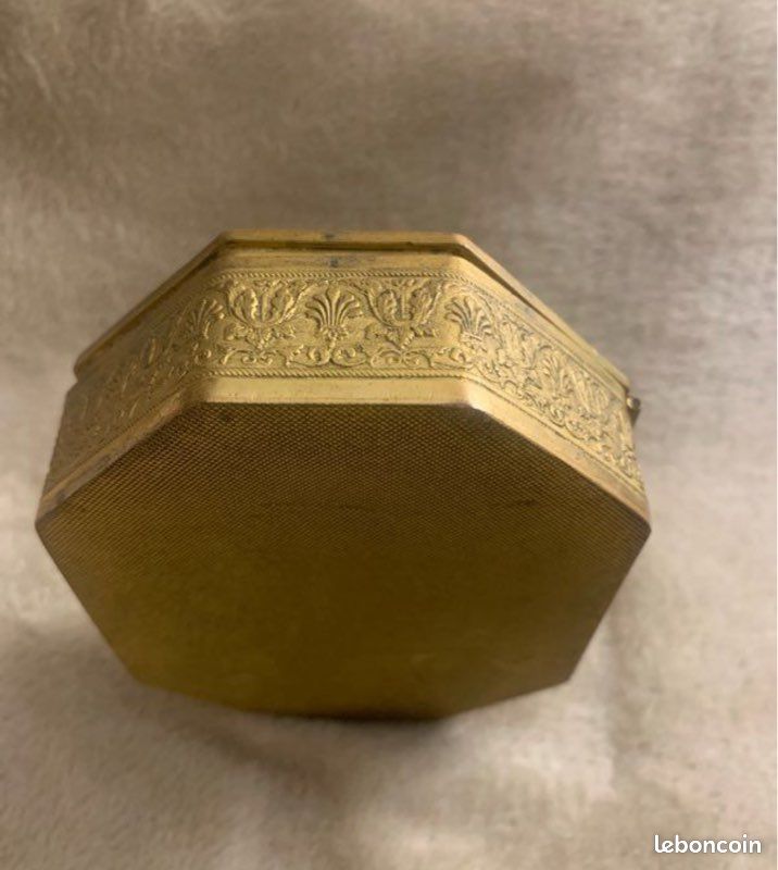Boîte à Bijoux Vintage En Laiton Et Cristal Taillé - Fin Du XXe Siècle - Occasion (Réf. #1681)