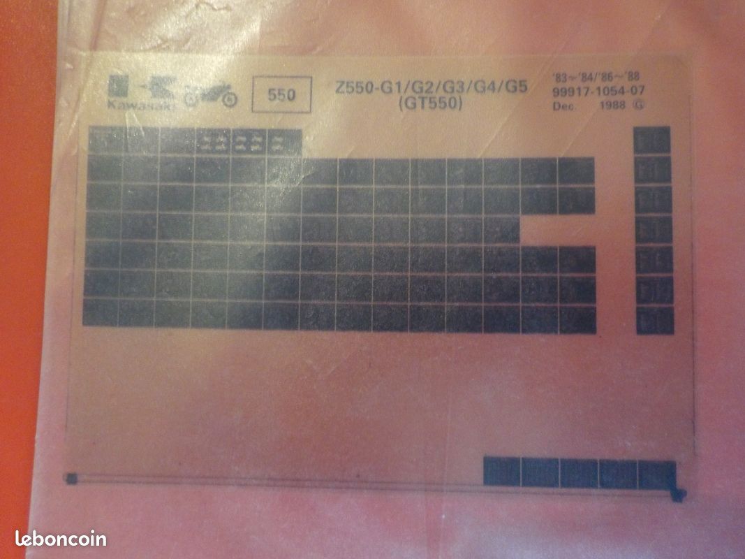 Part List Kawasaki Z 550 papier et microfiche (image 1)