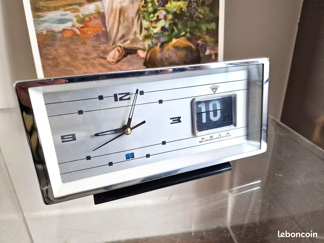 Réveil Mécanique Rétro Classique Avec Calendrier Inversé Manuel Date Affichage De L'heure Du Jour Pour Le Salon Ou Le Bureau Noir | FR