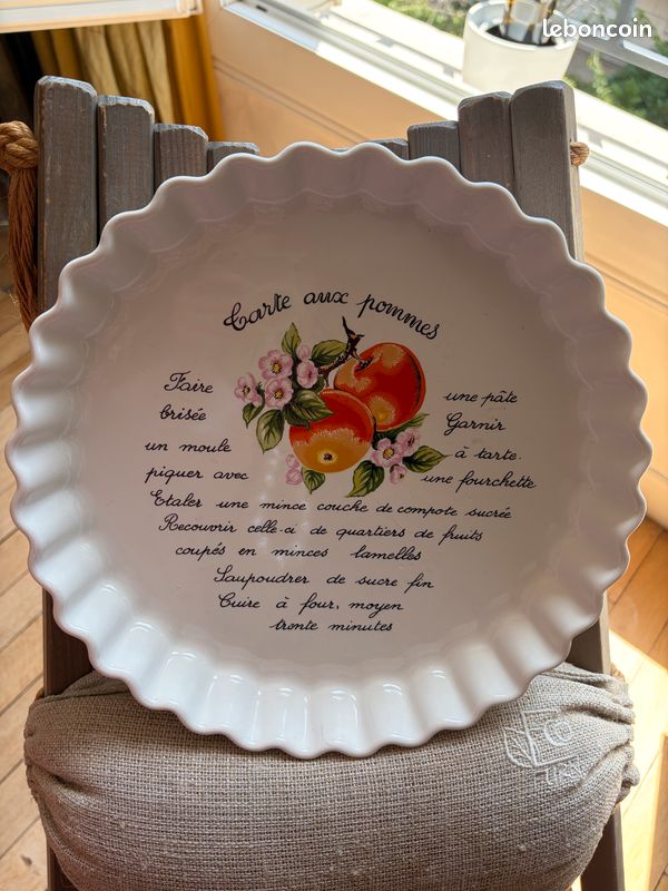 Moule Tarte aux pommes avec recette & dessin 29 cm - Made in France  - TBEG (image 2)
