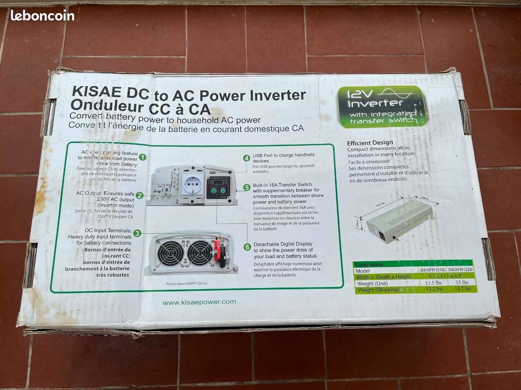Convertisseur 12v/230V 1000 watts (image 3)