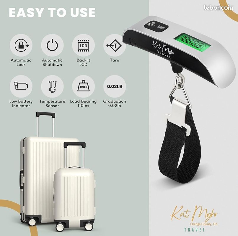 Pèse-bagage Numérique électronique Avec écran LCD - 50kg / 110lb - Neuf