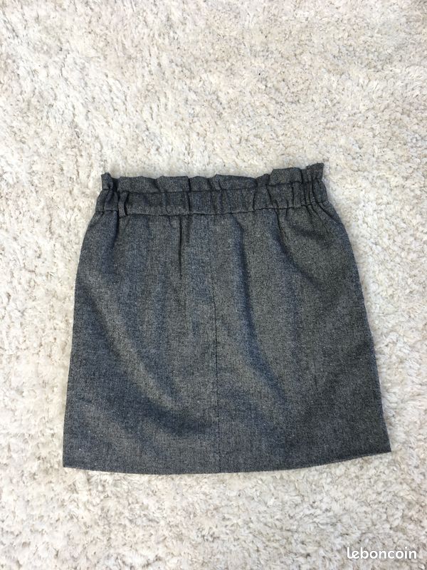 Jupe Cache Cache Noire Et Grise, Taille 36, Mini, à Rayures, été