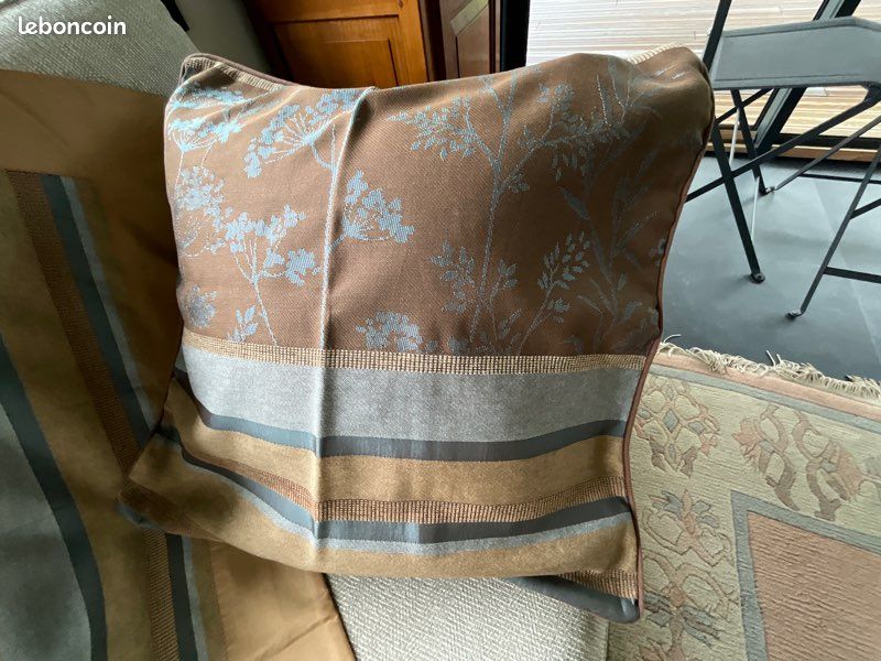 2 Housses De Coussin Lea D’Aubray – 65x65 Cm, Miel, Damas Floral, Fermeture éclair