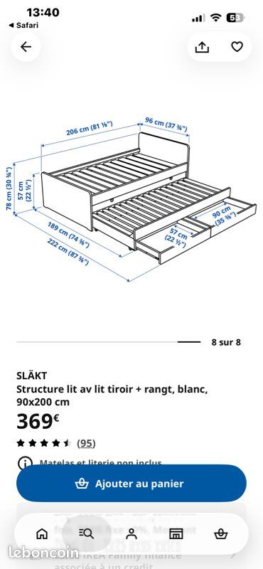 Lit Slakt IKEA tiroirs - 2 matelas (image 9)