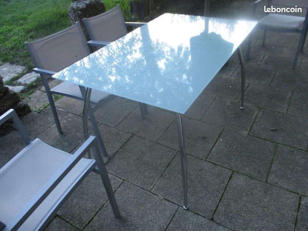 Table de terrasse en verre et inox 130X80 (image 1)