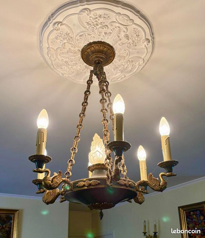 LUSTRE EN BRONZE style Empire Napoléon III (image 1)