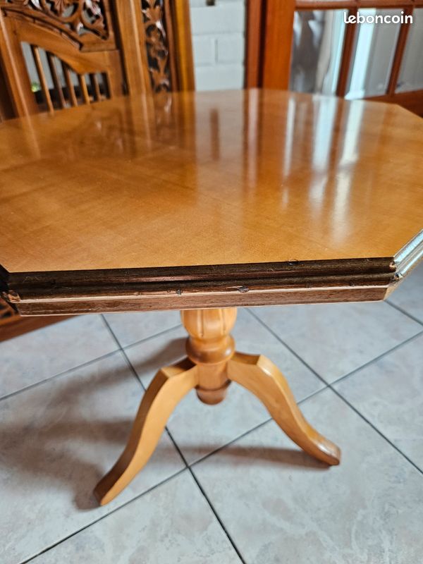 ​Guéridon octogonal en bois – Table d'appoint vintage (image 4)