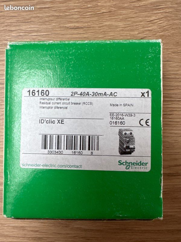 Schneider Electric ID'clic Interrupteur Différentiel 40A Type A 30mA – 2 Modules, Protection Optimisée Cuisinière, Lave-linge, Plaque Cuisson
