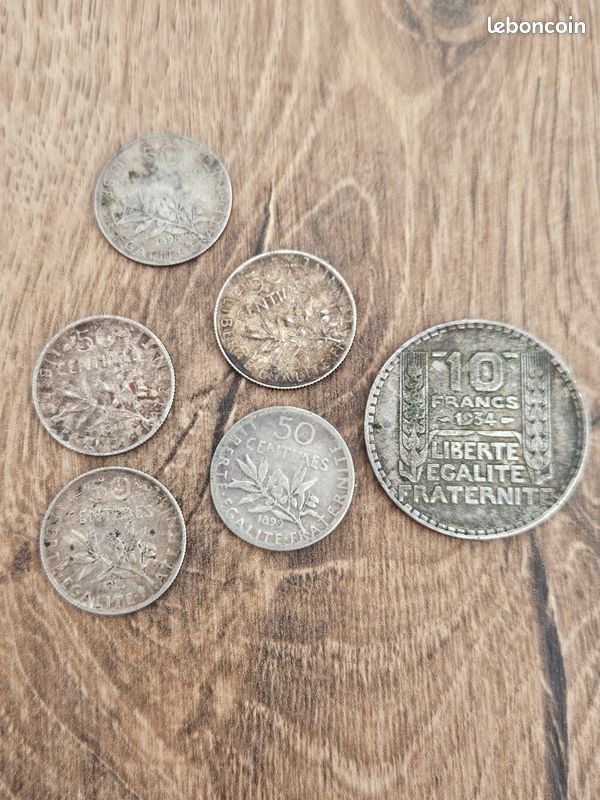 50 centimes semeuse rare et 10 francs turin (image 1)