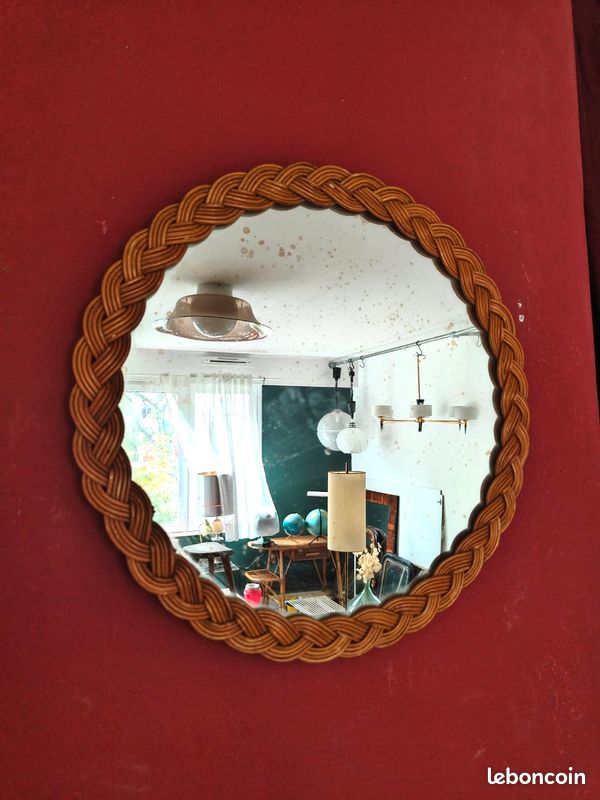 Miroir rotin vintage (image 1)