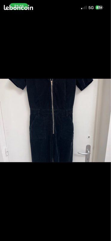 Combi pantalon velours noir (image 2)