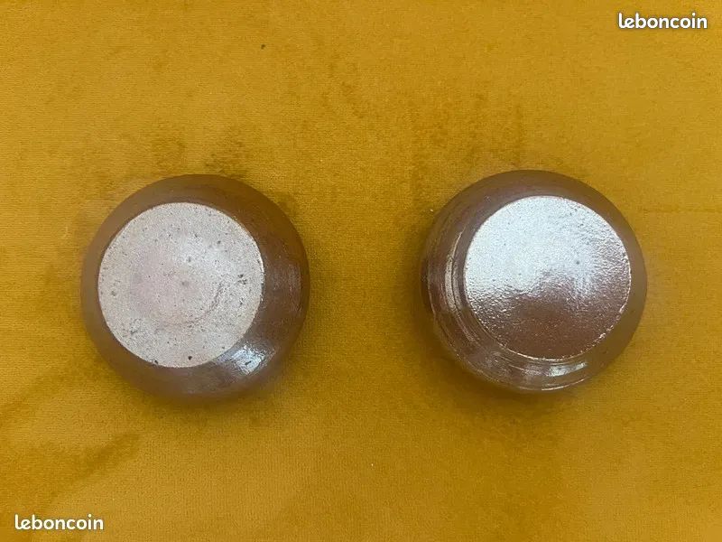 Charmant duo de beurriers Bretons de table en grès émaillée - Parfait état (image 2)
