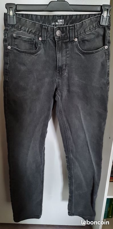 Jeans Slim Homme Taille 34 Noir (image 3)