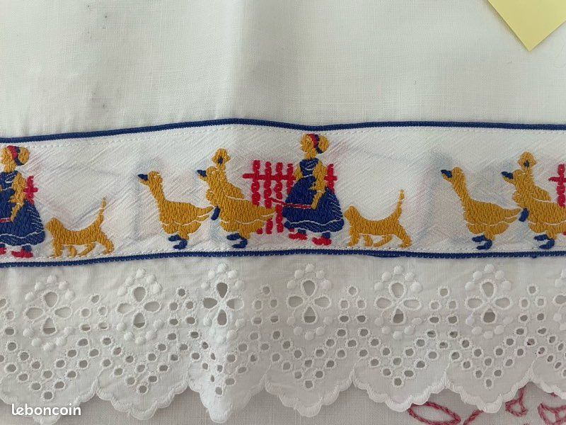 Lot De 2 Galons Anciens En Coton - Style Folklorique - 97x2 Cm & 94x5 Cm - Vintage