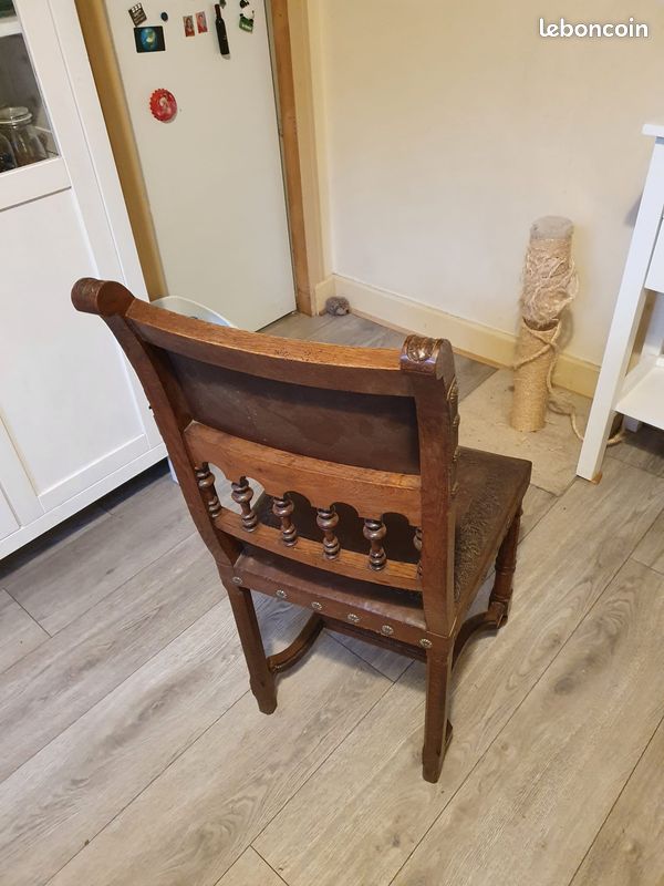 Chaises en bois et cuir style Henri II (image 3)