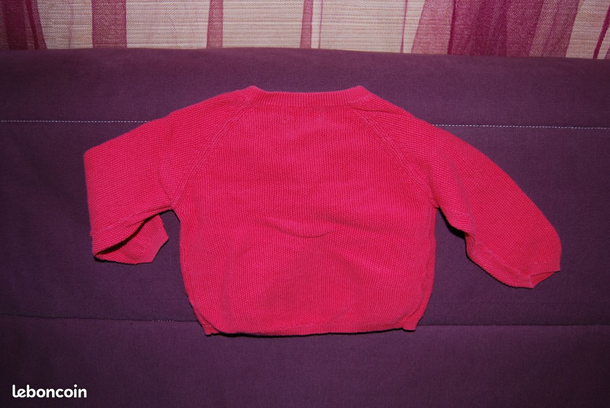 Gilet fille rose BOUT'CHOU 9 mois (image 2)