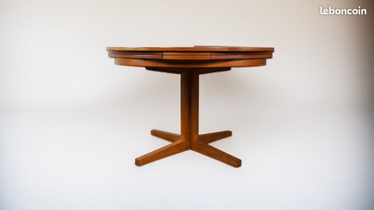 Table de Repas Danoise Flip-Flap Édition Dyrlund Modèle « Lotus » en Teck Vintage 1960 (image 5)