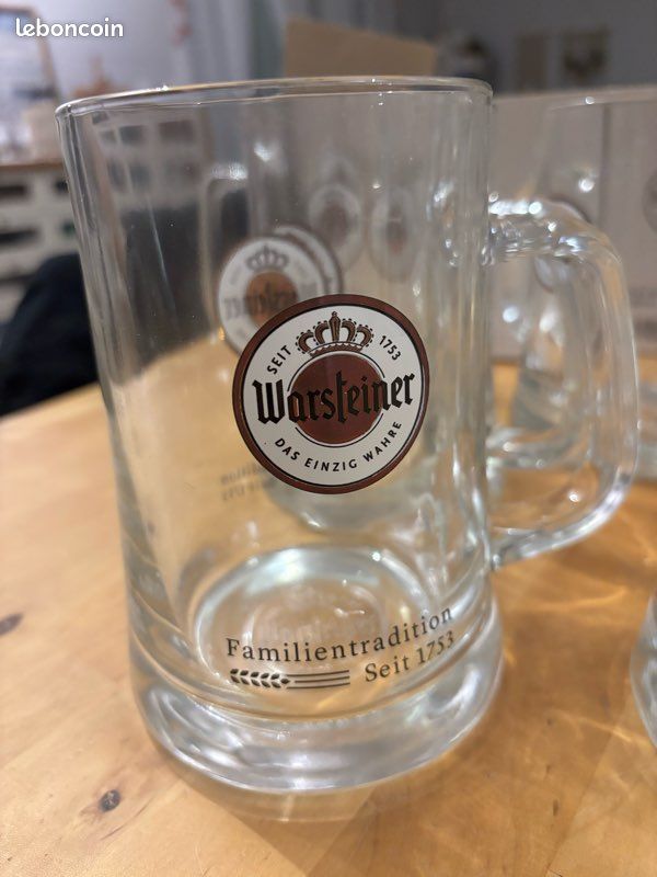 Chope à Bière Vintage Reims 1970 - Verre Taillé 25 Cl - Art Déco - Occasion Collection