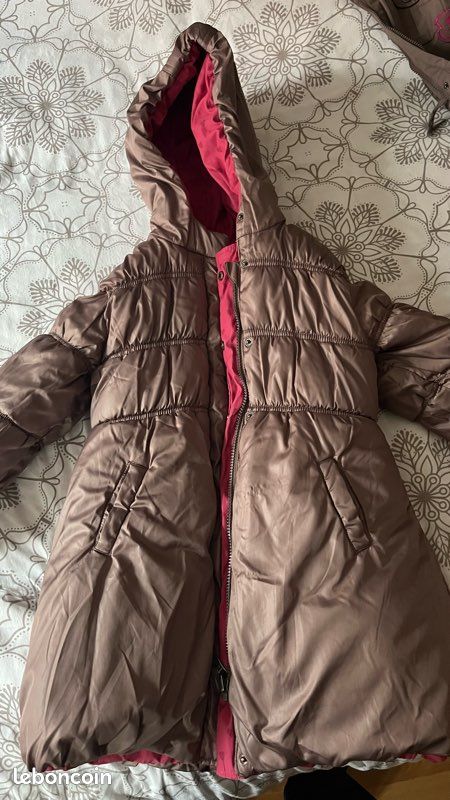 Manteau doudoune réversible rose et marron fille ans Vertbaudet