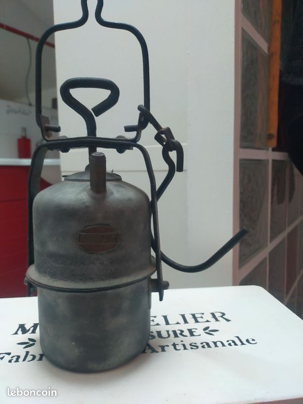 RARE ANCIENNE LAMPE MINIÈRE CARBURE GAZ CEROSINE OUTIL PRIMITIF
