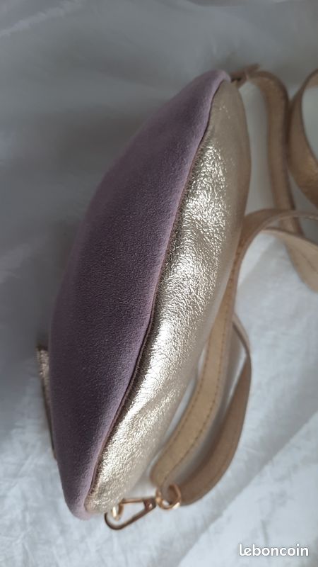 Sac De Fête Vintage Brodé Gris Pâle/lilas - Soie, Petit Format, Très Bon état