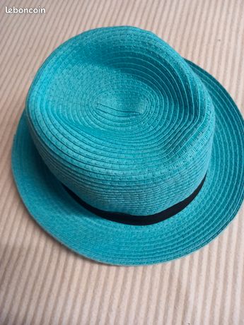 Chapeau Femme Vintage En Feutre Vert - Taille 56 - Années 1950-1960 - Occasion Ancien