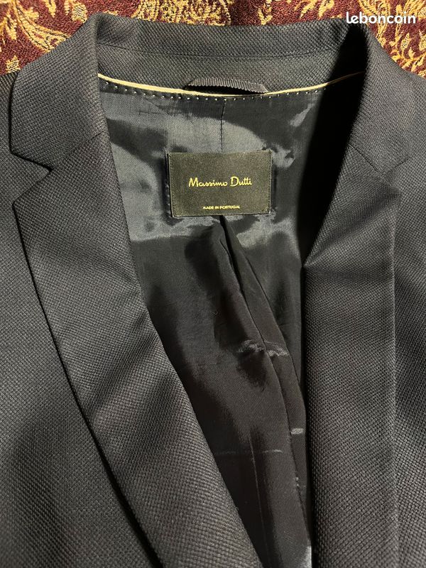 Veste blazer costume marine 100% Laine Massimo Dutti 42/XL Vêtements