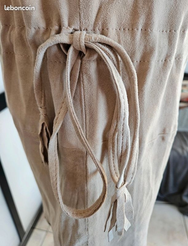 Robe YUBA 100% cuir suède agneau S 36 38 bohème clous festival Coachella western chic (image 5)