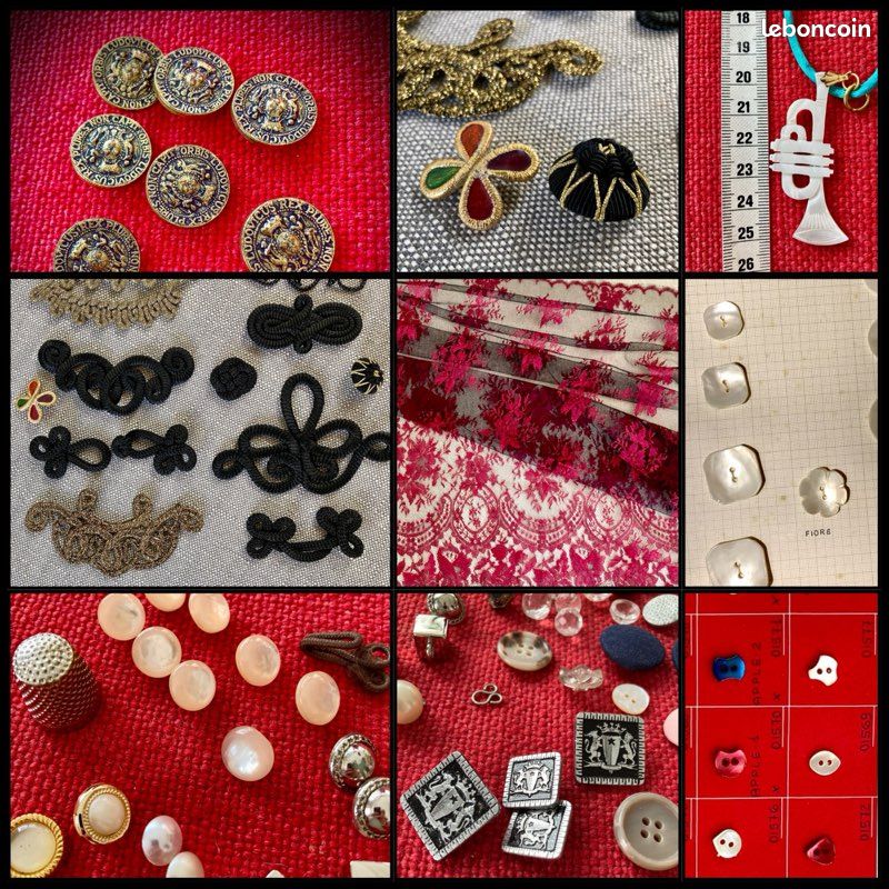 Bouton Ancien Haute Couture - Creux, Gris Perle - Passementerie Mercerie Vintage - Occasion