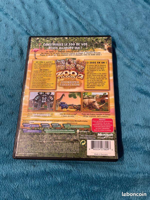 Jeu Zoo Tycoon PC - Version Française - Avec Notice - Bon état - Jeu De Simulation