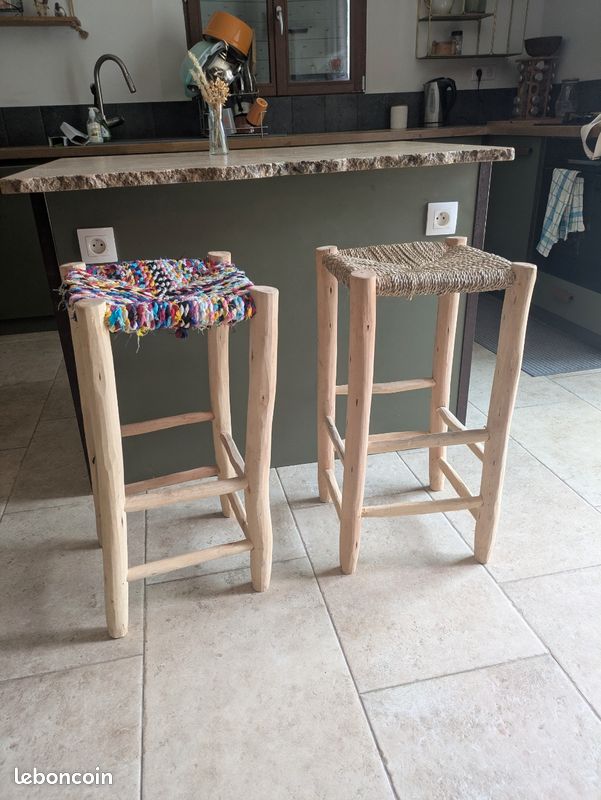 Lot de 2 tabourets marocains artisanaux – H 72 cm (image 4)