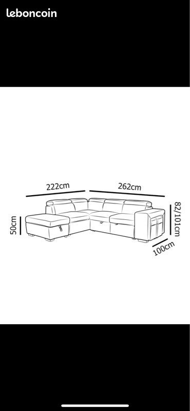 Canapé convertible avec coffre + 2 poufs intégrés (image 3)