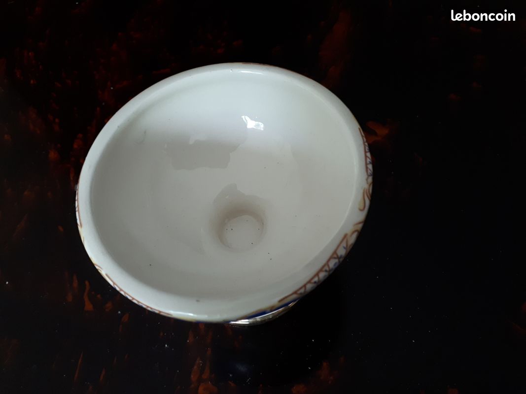 Sucrier boule type bistrot et pince à sucre - ancien/vintage