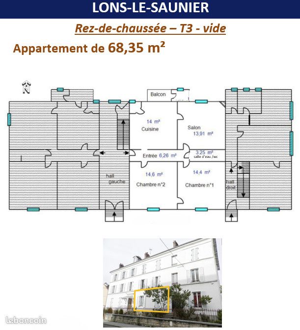 Appartement 3 pièces 68 m² à Lons-le-Saunier