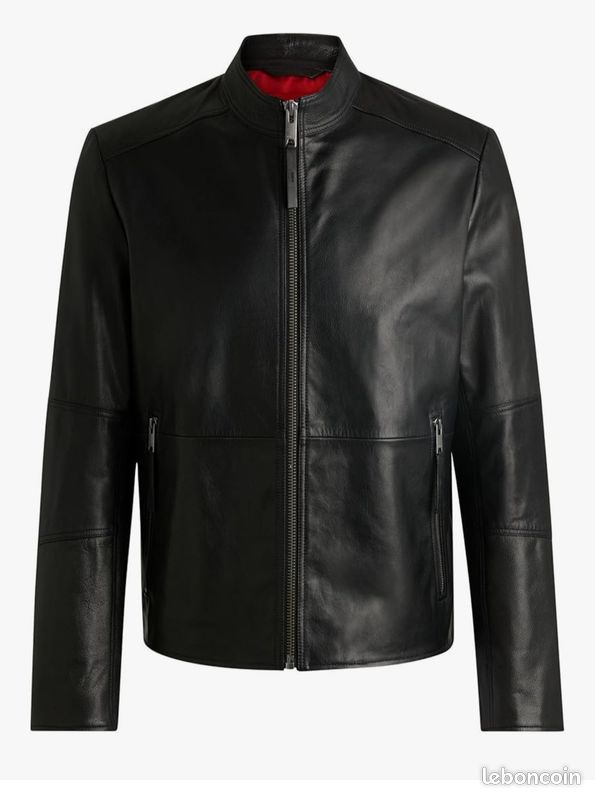 Blouson Cuir D'agneau Souple Hugo Boss - Taille 54 - Noir - Style Moto - Neuf Avec étiquettes (Prix Conseillé 1795€)