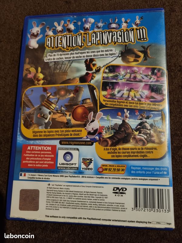 Jeu PS2 Rayman Contre Les Lapins Crétins - Très Bon état, Avec Carte Postale