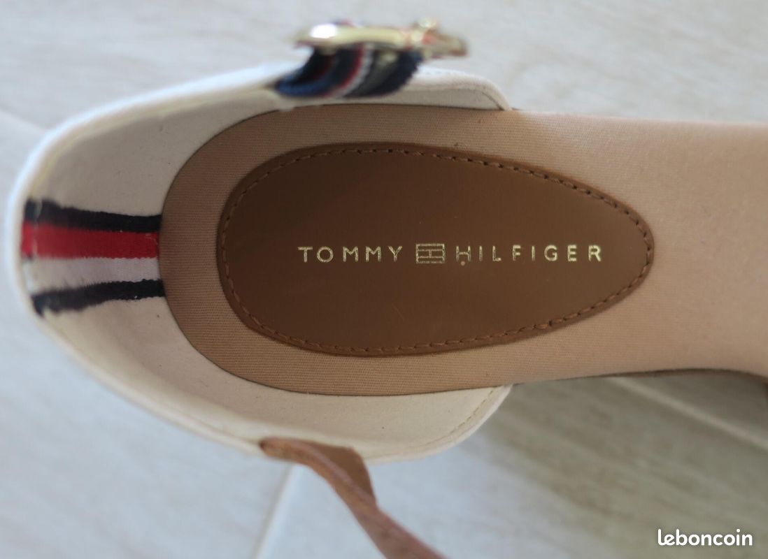 Sandales NEUVES compensées espadrilles écru cuir fauve Tommy Hilfiger (image 10)