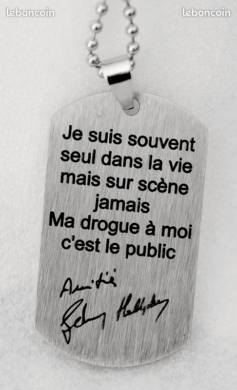 Pendentif Johnny Hallyday – Acier Inoxydable Doré – Gravure – Neuf Sans Boîte