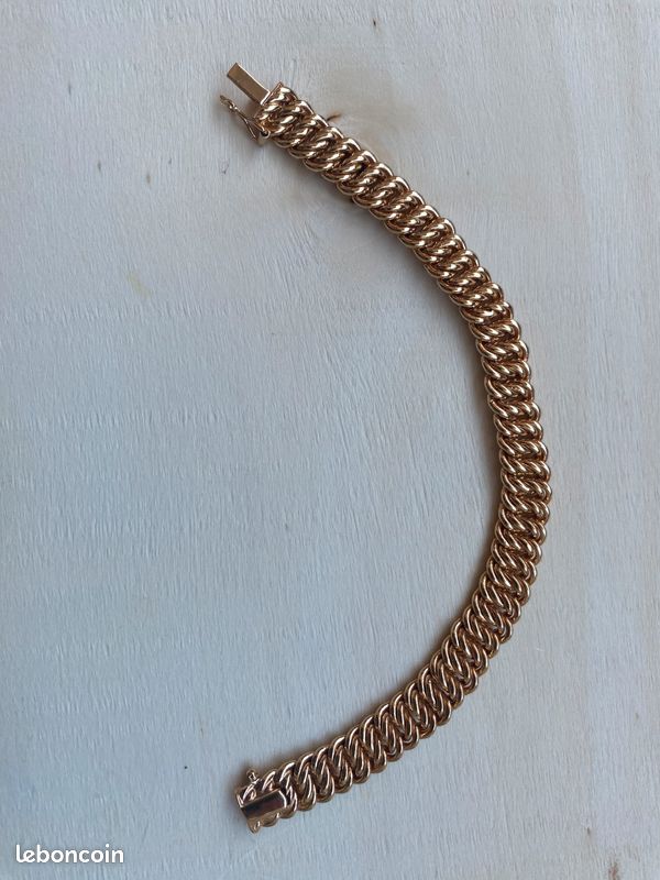 Bracelet Gourmette Maille Américaine Plaqué Or - élégant Et Brillant, Jamais Porté