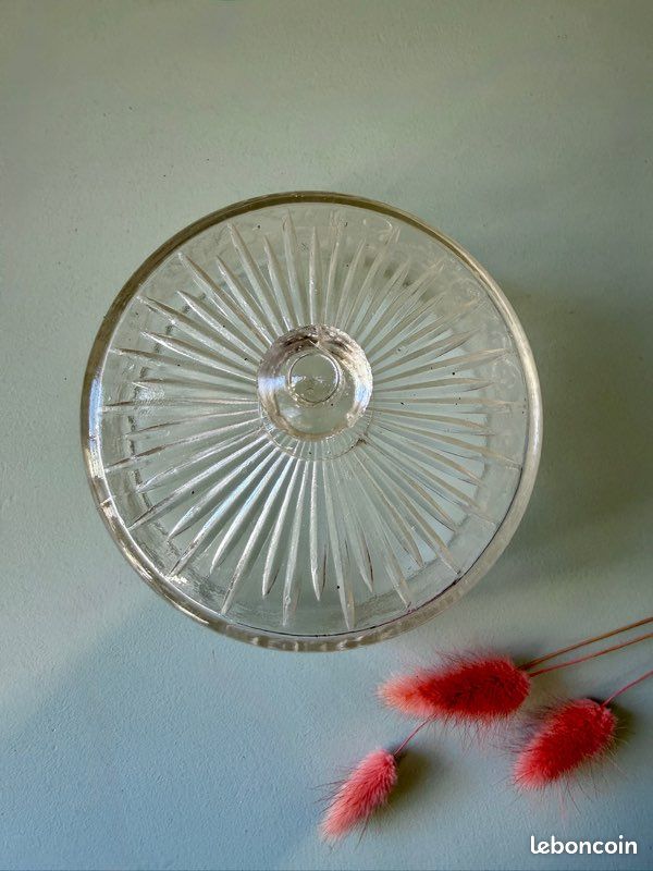 Cloche en verre avec plaque en bois décor verre 17cm H25cm
