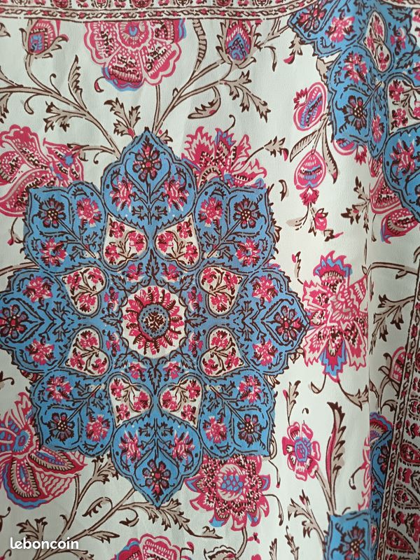 Corsage marine, motif fleuri Camaïeu (image 2)