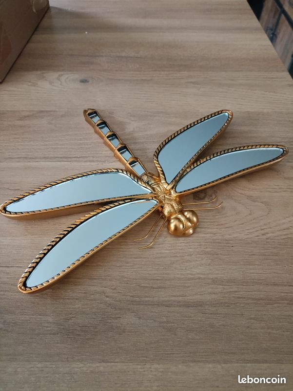 Déco murale Libellule dorée avec miroir 32 x 25 cm | Leroy Merlin