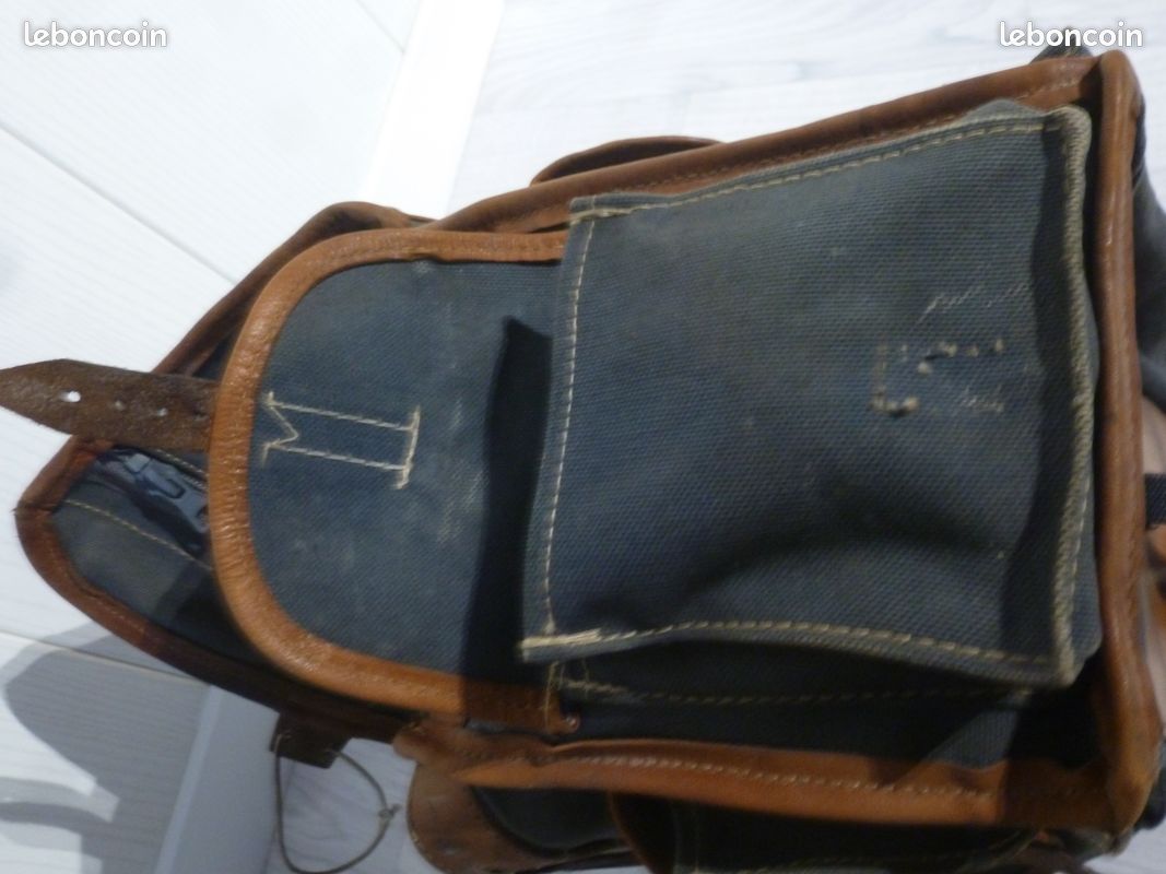 Sacoche avant en toile bleue marine vélo vintage - Équipements vélos