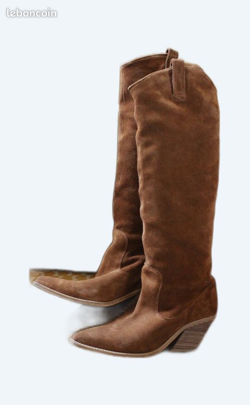 Paire de bottes hautes cuir camel Bronx 41 (image 1)