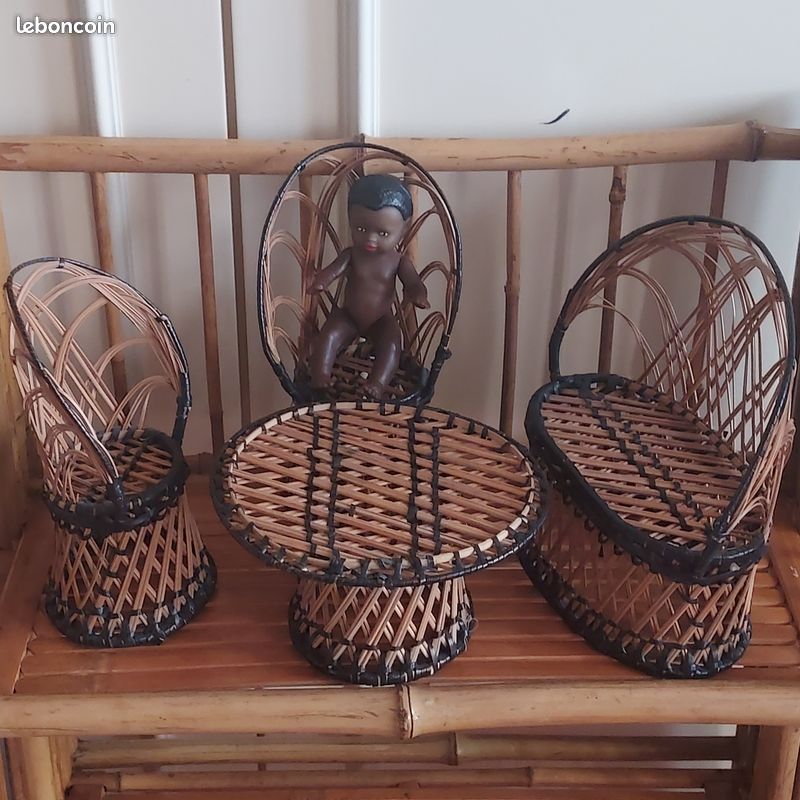 Salon vintage 6 fauteuils en rotin et osier | Selency