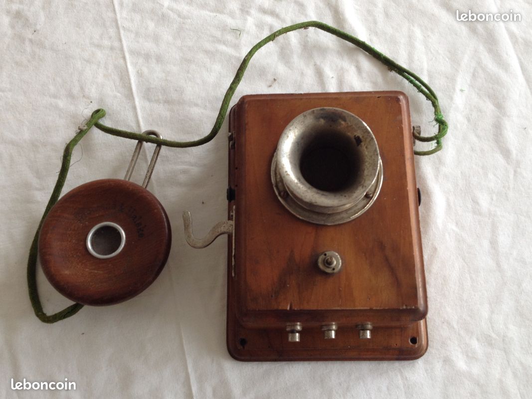 Ancien téléphone en bois écouteur Siemens & Halske année 1900 (image 7)