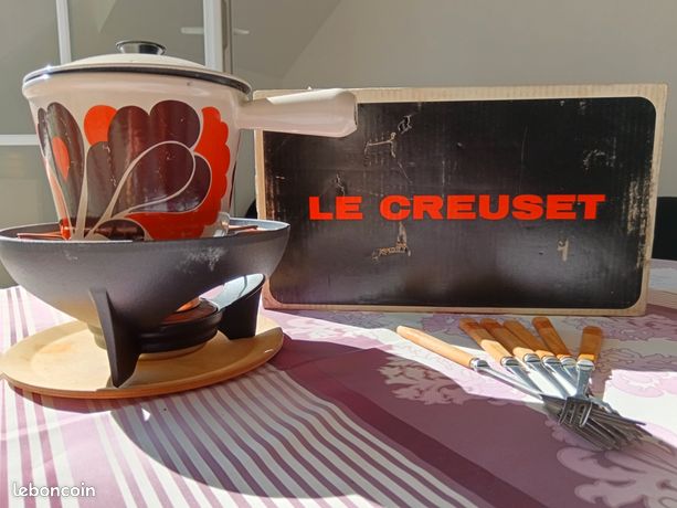 Caquelon à Fondue Le Creuset Fonte + 6 Fourchettes - Vintage