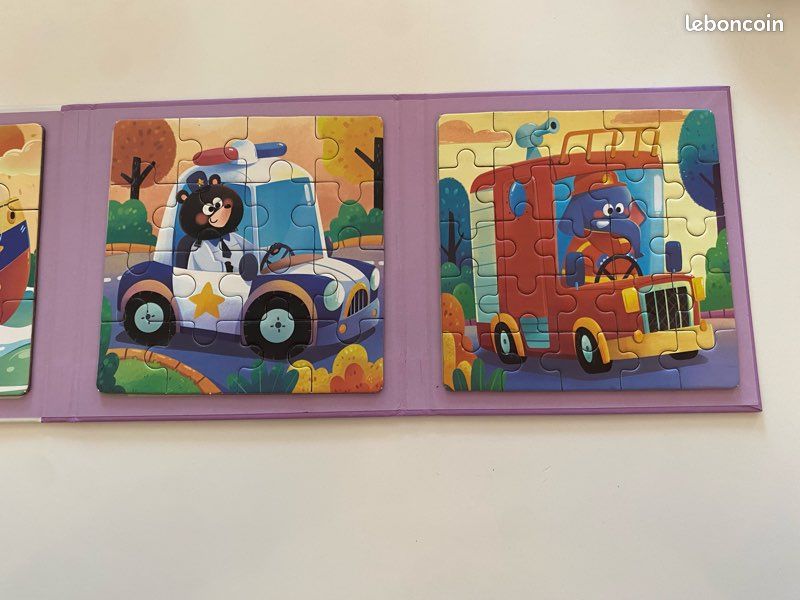 Livre puzzle enfant 3 en 1 50 pièces thème véhicule transport animal 3+ ans (image 5)